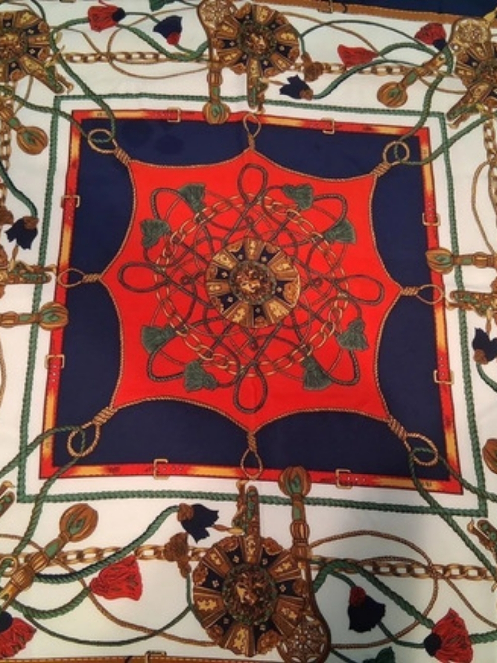 Hermès Silk Printed Scarf Blue & Red